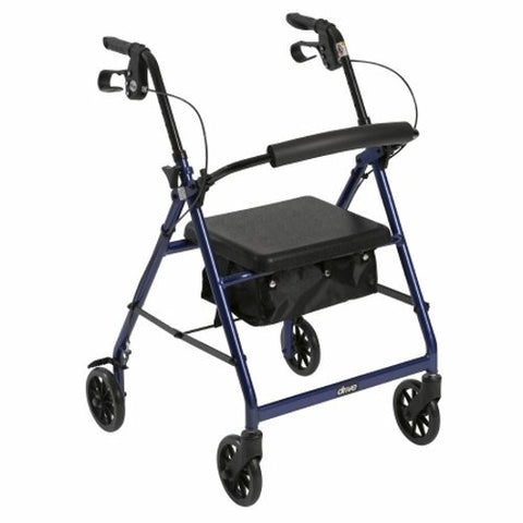 4 Wheel Rollator McKesson Blue Folding Aluminum Frame Blue 1 Each by McKesson