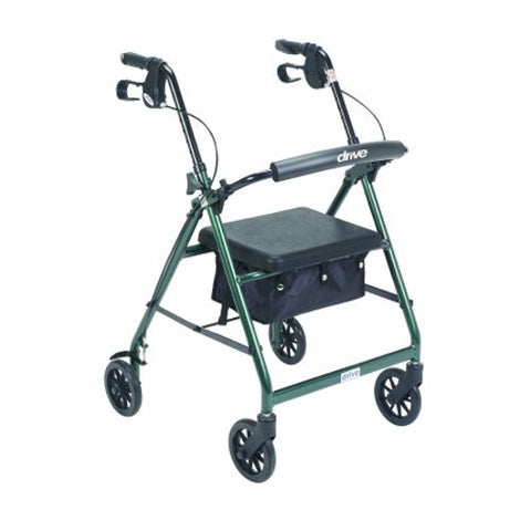 4 Wheel Rollator McKesson Green Folding Aluminum Frame Green 1 Each by McKesson