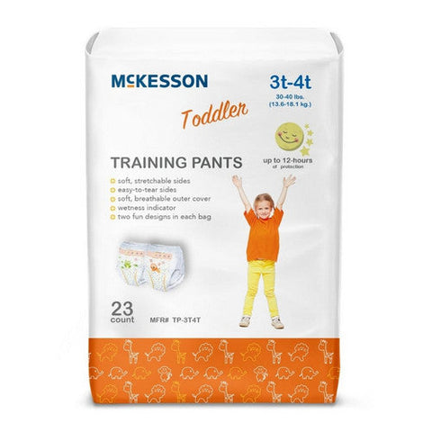 McKesson, Toddler Training Pants Pull On with Tear Away Seams Size 3T to 4T Disposable Heavy Absorbency, Count of 1 McKesson