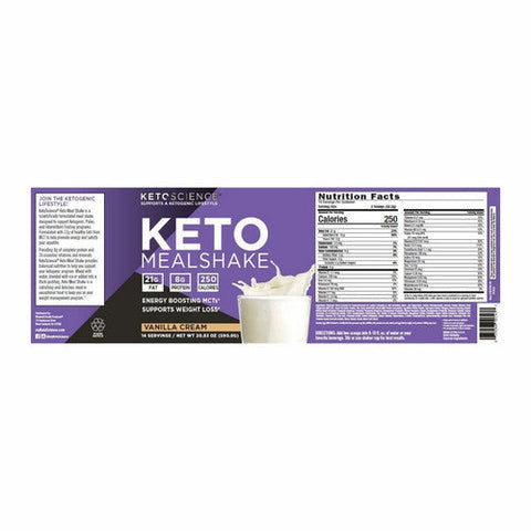 Keto Science, Keto Meal Shake Vanilla, 20.7 Oz Keto Science