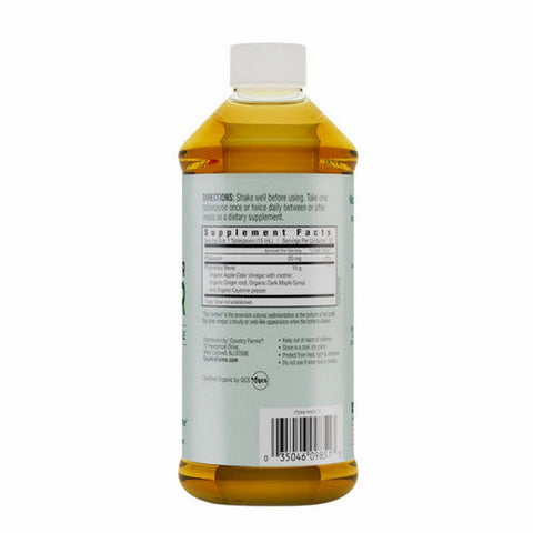 Country Farms, Organic Apple Cider Vinegar With Ginger Cayenne And Maple, 16 Oz Country Farms