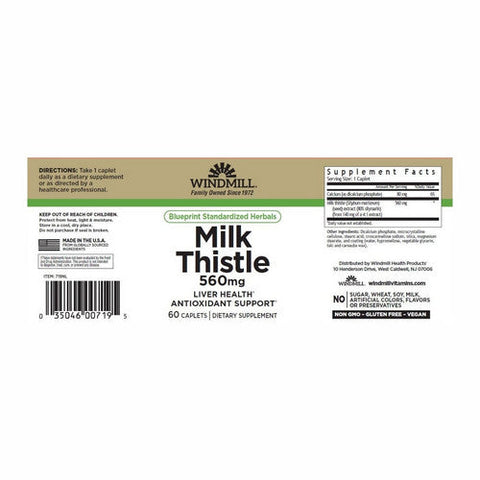 Windmill Health, Milk Thistle, 560mg, 60 Tabs Windmill Health