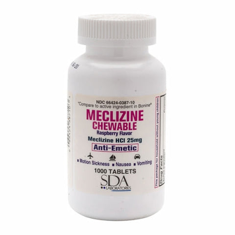 SDA Labs, Meclizine HCL, 25 mg, 25 mg 1000 Chewable Tabs SDA Labs