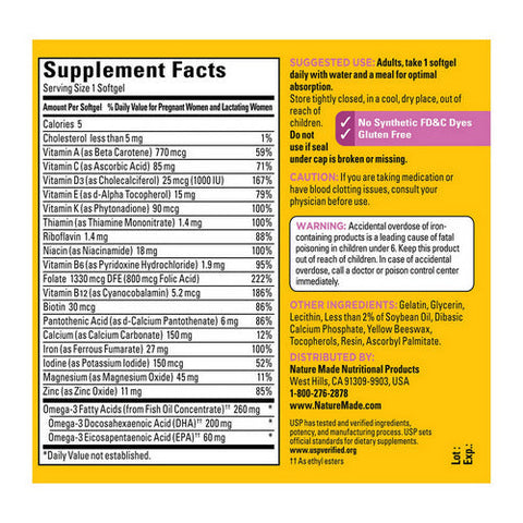 Nature Made, Prenatal Folic Acid + Dha, 90 Tabs Nature Made