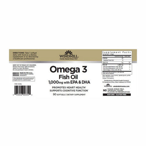 Windmill Health, Omega 3 Epa & Dha, 1000mg, 90 Softgels Windmill Health