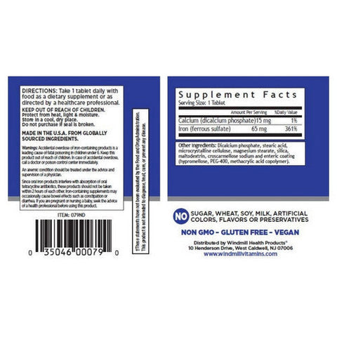 Windmill Health, Fe Tabs Ferrous Sulfate, 300 Tabs Windmill Health