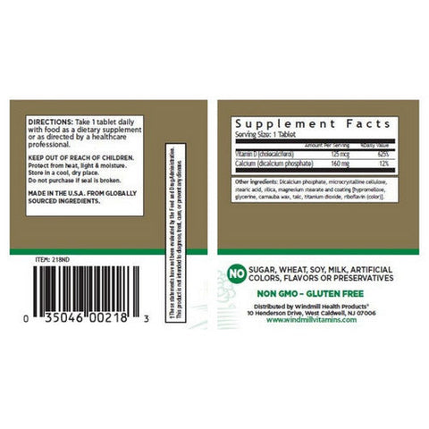 Windmill Health, Vitamin D, 5000IU 60 Tabs Windmill Health