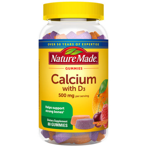 Calcium With Vitamin D3 Gummies Cherry Orange And Strawberry 80 Gummies by Nature Made