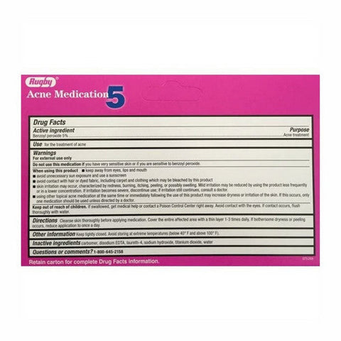 Rugby, Benzoyl Peroxide Gel 5%, 1.5 Oz Rugby