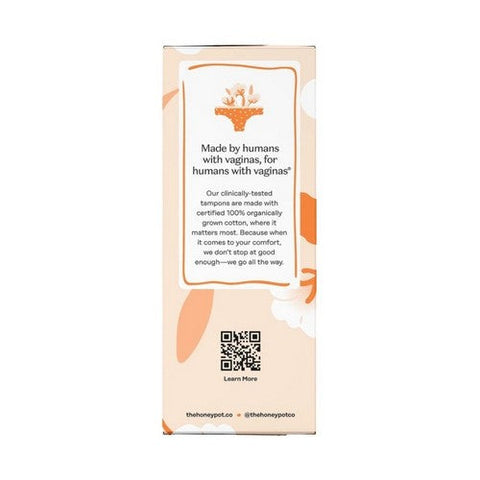 The Honey Pot, Super 100% Organically Grown Cotton BPA Free Plastic Applicator Tampons, 18 Count The Honey Pot