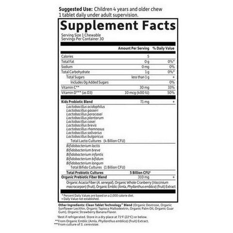 Garden of Life, Dr. Formulated Probiotics Organic Kids Strawberry Banana Cool, 30 Chewable Tabs Garden of Life