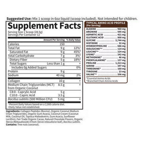 Garden of Life, Collagen Creamer Powder, Chocolate, 342 Grams Garden of Life