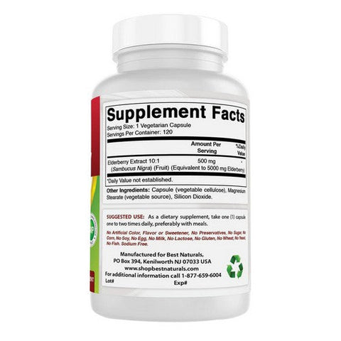 Best Naturals, Elderberry, 5000mg, 120 Veg Caps Best Naturals