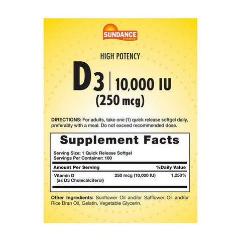 Sundance, Vitamin D3, 10,000 IU, 100 Softgels Sundance