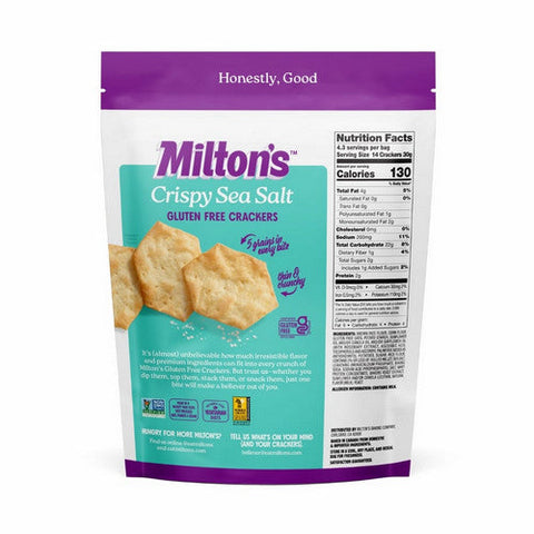 Milton's, Gluten Free Baked Crackers Crispy Sea Salt, 4.5 Oz(Case Of 12) Milton's