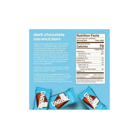 Unreal, Dark Chocolate Coconut Bars, 4.2 Oz(Case Of 6)