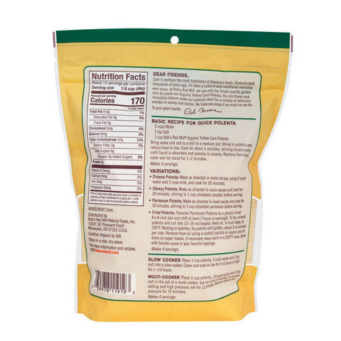 Bobs Red Mill, Organic Yellow Corn Polenta, 24 Oz(Case Of 4) Bobs Red Mill