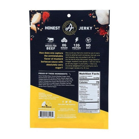 Country Archer, Grass-Fed Zero Sugar Beef Jerky Mustard Bbq, 2 Oz(Case Of 12) Country Archer