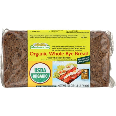 Mestemacher, Bread Whole Rye, Case of 12 X 17.6 Oz Mestemacher