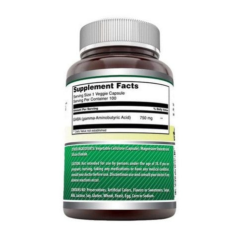 Amazing Nutrition, Gaba, 750 Mg, 100 Veg Caps Amazing Nutrition