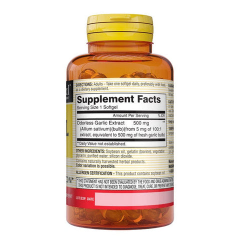 Mason, Garlic Oil, 500mg, Odorless 100 Soft Gels Mason