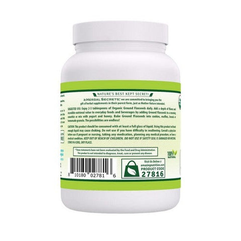 Amazing Nutrition, Herbal Secrets Organic Ground Flaxseed Powder, 2 lbs Amazing Nutrition