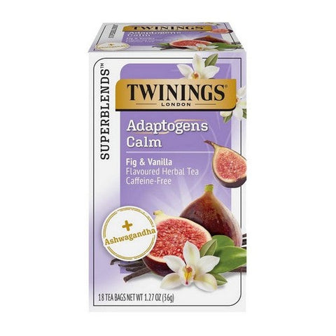 Twinings Tea, Adaptogens Calm Herbal Tea Fig And Vanilla Caffeine Free, 18 Bags(Case Of 6) Twinings Tea
