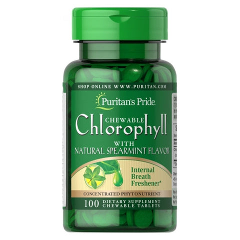 Puritan's Pride, Chewable Chlorophyll with Natural Spearmint Flavor, 100 Chewables Puritan's Pride