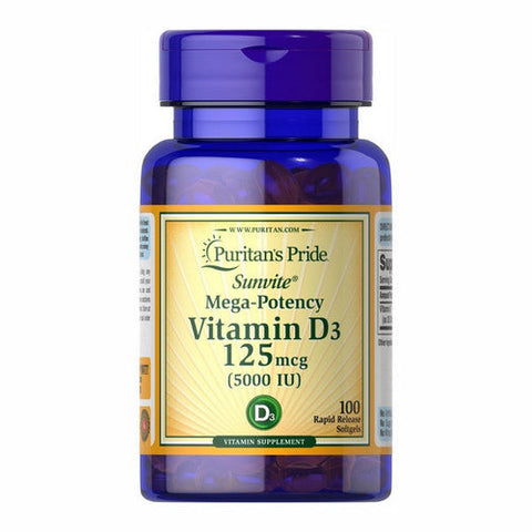 Puritan's Pride, Vitamin D3, 125 Mcg, 100 Softgels Puritan's Pride