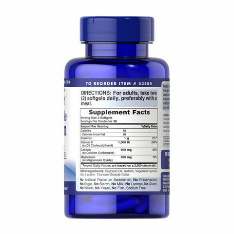 Puritan's Pride, Absorbable Calcium + Magnesium & Vitamin D, 1000 IU, 60 Softgels Puritan's Pride
