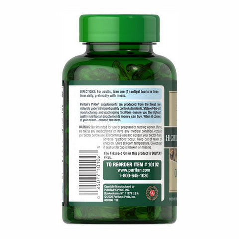 Puritan's Pride, Natural Flax Oil, 1000 Mg, 120 Rapid Release Softgels Puritan's Pride