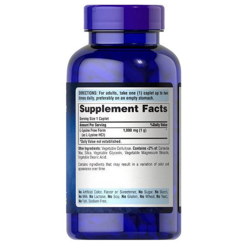 Puritan's Pride, L-Lysine, 1000 mg, 250 Caplets Puritan's Pride