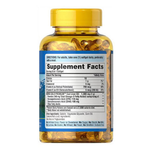 Puritan's Pride, Cod Liver Oil, 1000 mg, 120 Softgels Puritan's Pride