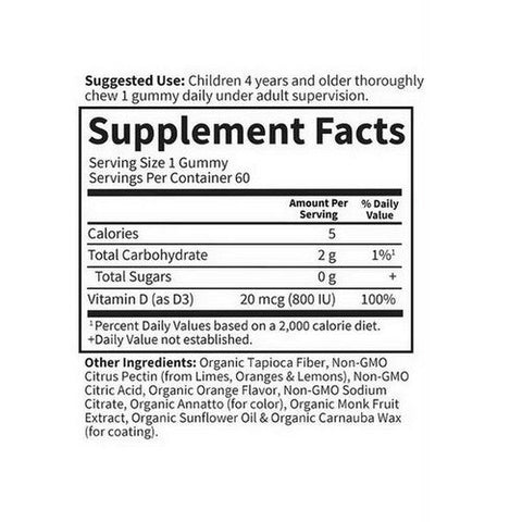 Garden of Life, Kids Organic Vitamin D3 Orange, 60 Gummies Garden of Life