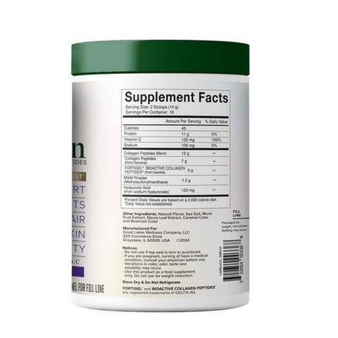 Great Lakes Wellness, Wellness Movement Boost Advanced Collagen Peptides Classic Caramel, 8 Oz Great Lakes Wellness