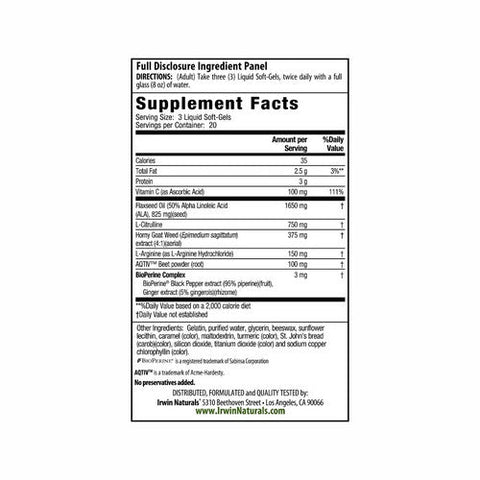 Irwin Naturals, L-Citrulline Plus L-Arginine Booster For Men, 60 Softgels
