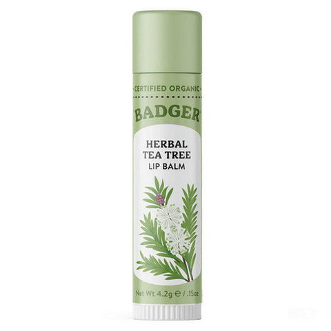 Badger Balm, Classic Lip Balm Herbal Tea Tree, .15 Oz Badger Balm