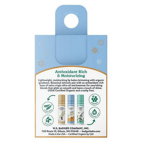 Badger Balm, Holiday Lip Balm Set Blue, .15 Oz Badger Balm