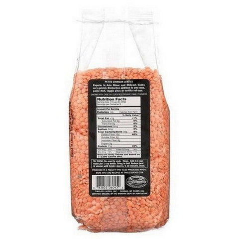Timeless Natural Foods, Organic Petite Crimson Lentils, 16 Oz Timeless Natural Foods