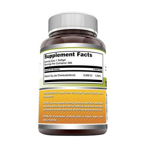 Amazing Nutrition, Amazing Formulas Vitamin D3 with Organic Olive Oil, 5000 IU, 360 Softgels Amazing Nutrition