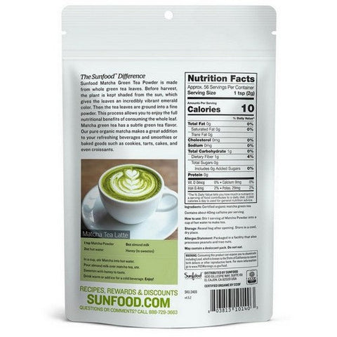 Sunfood Superfoods, Matcha Green Tea Powder, 4 Oz Sunfood Superfoods