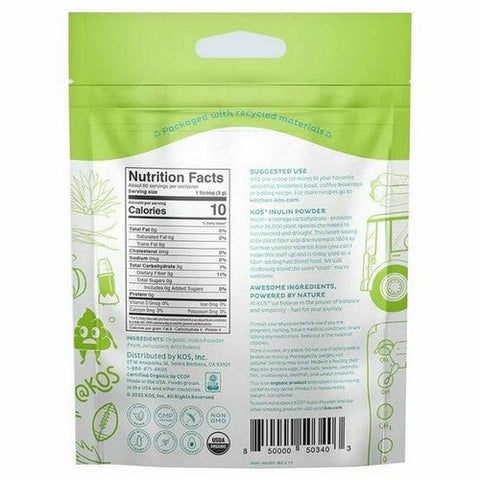 Kos, Organic Inulin Powder, 6.3 Oz Kos