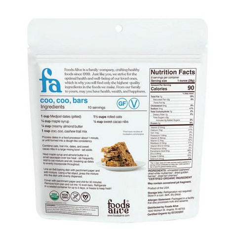 Foods Alive, Coo Coo Cashew Trail Mix, 8 Oz Foods Alive
