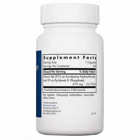 Nutricology/ Allergy Research Group, Pyridoxine P5P Vitamin B6, 60 Veg Caps Nutricology/ Allergy Research Group