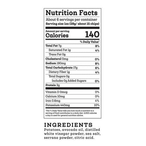 Siete, Sea Salt Vinegar Kettle Cooked Potato Chips, 5.5 Oz (Case Of 6) Siete