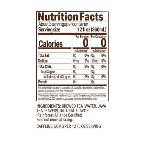 Tejava, Peach Black Tea Unsweetened, 1 Litre(Case Of 12)