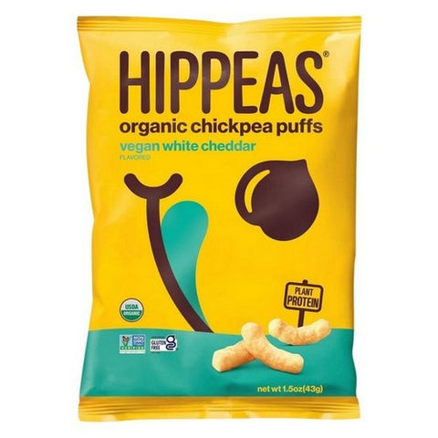 Hippeas, Organic Chickpea Puffs Vegan White Cheddar, 1.5 Oz(Case Of 6) Hippeas