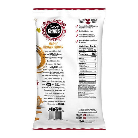 Sweet Chaos, Maple Brown Sugar Drizzled Popcorn, 5.5 Oz (Case Of 12) Sweet Chaos