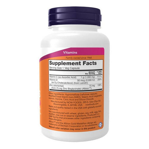 Now Foods, Vitamin C-1000 Zinc & Vitamin D-3, 100 VegCaps Now Foods