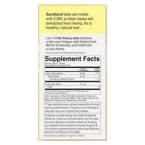 Sandland, Fall Asleep Herbal Supplement with Melatonin, 30 Tablets Sandland